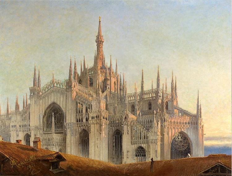 Emilio Magistretti Quasi aurora consurgens the Cathedral. General exterior view from the east oil painting picture